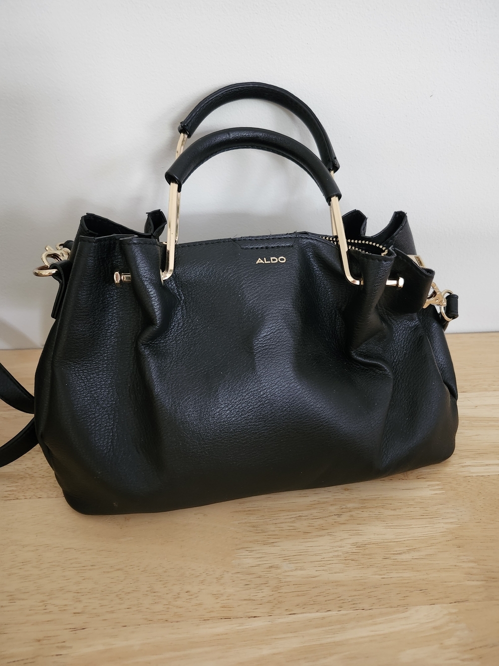 Aldo Black Handbag with Gold Hardware